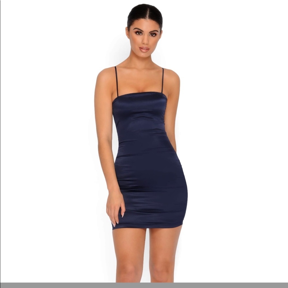 Satin Mini Dress in Navy